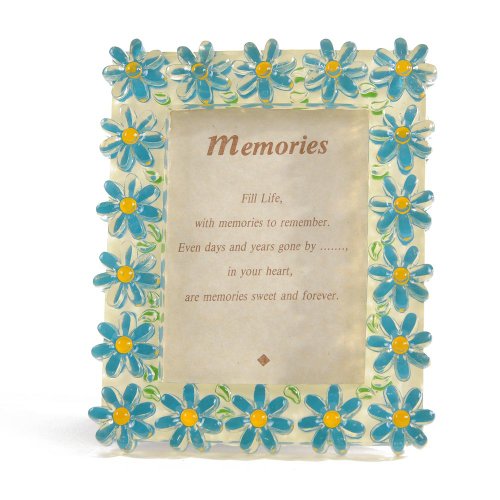HAB & GUT Flowers Bilderrahmen Blau 13x11 cm Blumenmuster