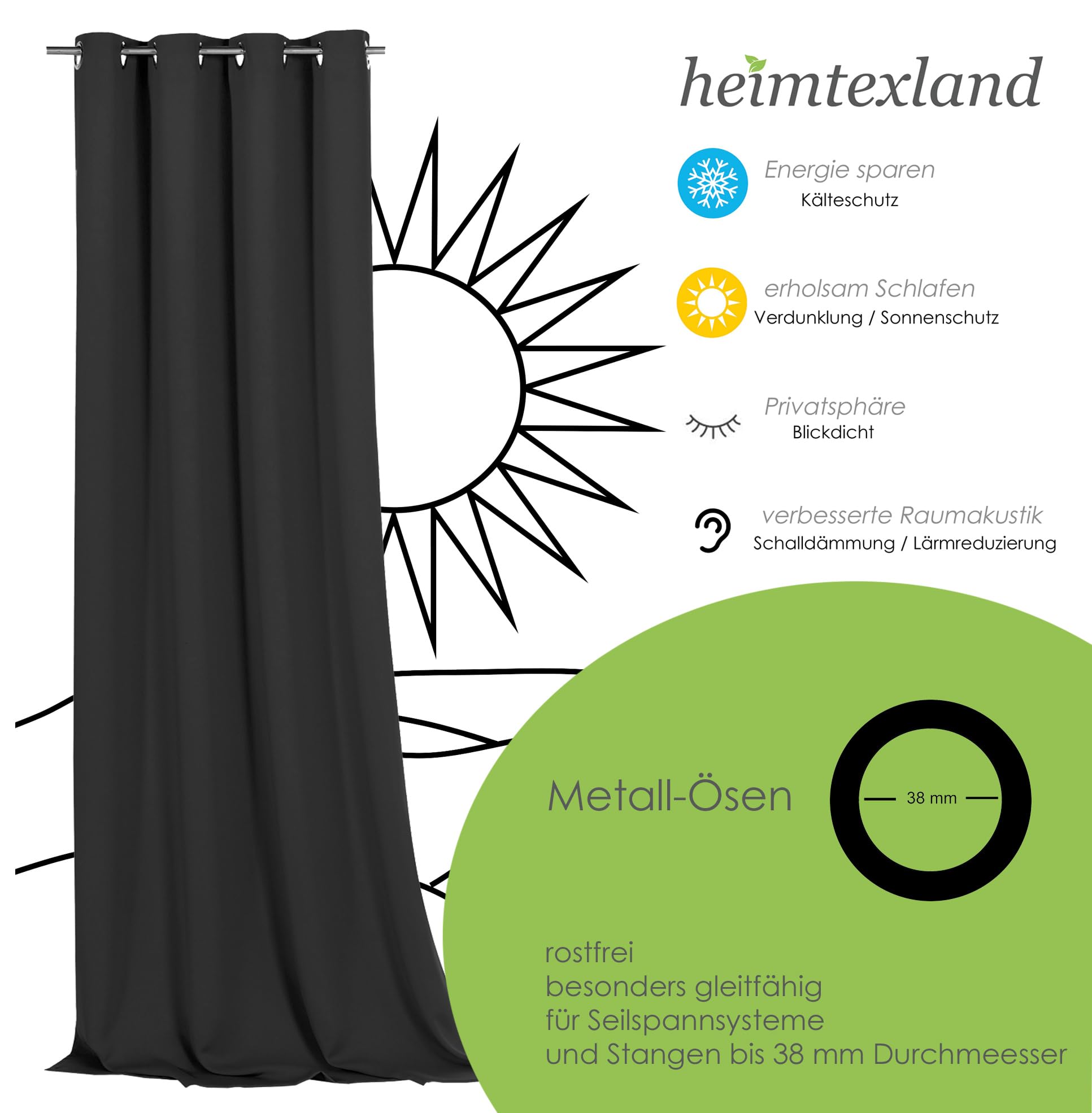 heimtexland Typ922 Safari Vorhang 145x135cm Ösenschal 2er-Set