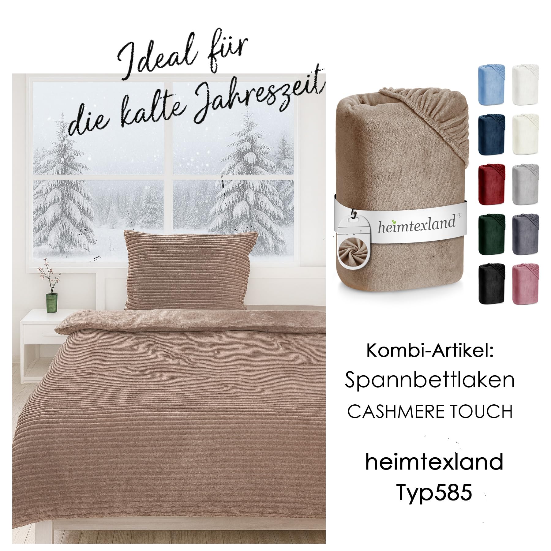 heimtexland Typ768 Bettwäsche 135x200 Taupe Cord