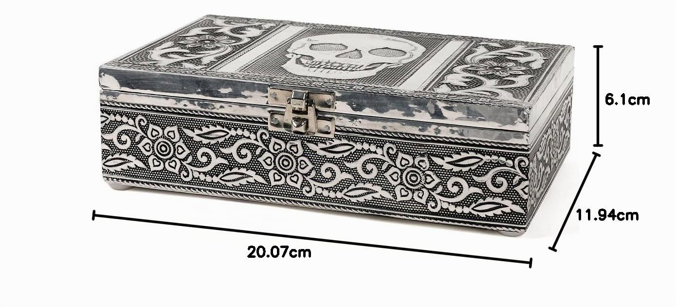 HAB & GUT BOX011 Schmuckbox Totenkopf Aluminium 20x12x6