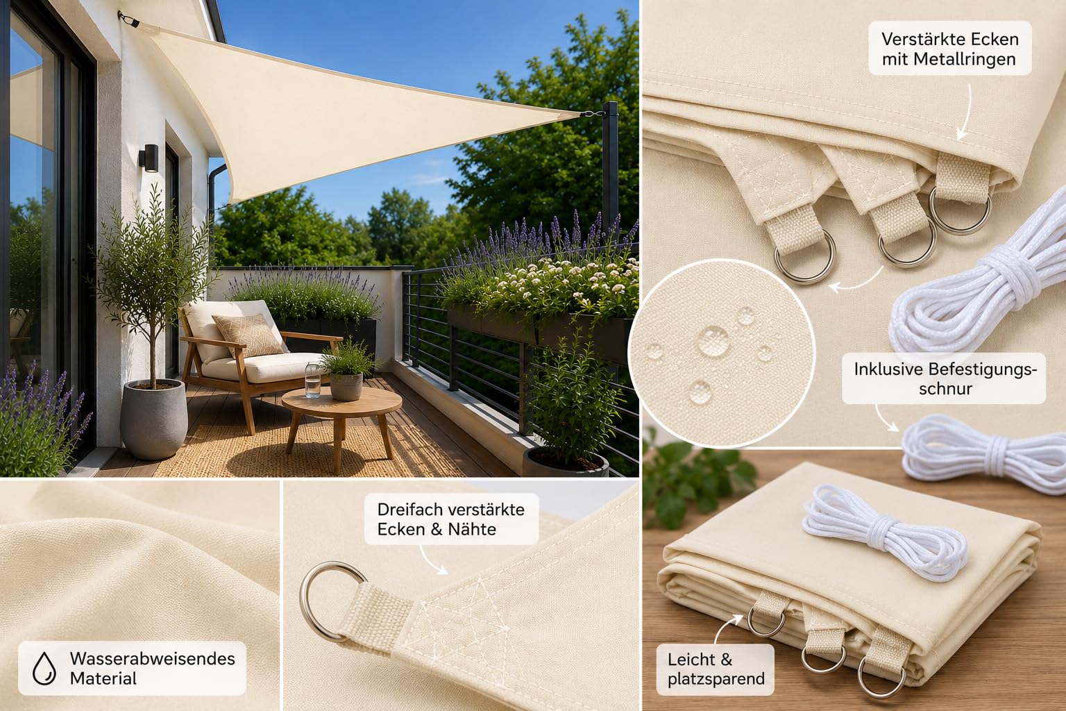heimtexland Typ935 Sonnensegel 500x500 cm Creme