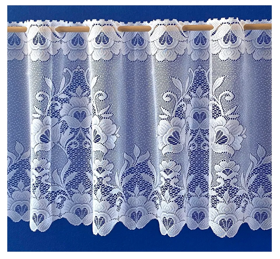heimtexland Typ10 Scheibengardine 42x95 cm Weiß Jacquard