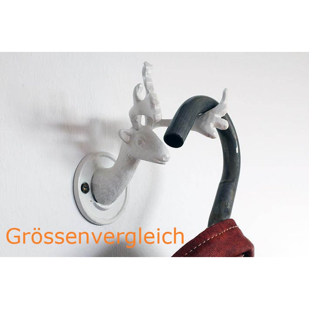 HAB & GUT DH002 Garderobenhaken Hirsch Vintage Weiß Gusseisen