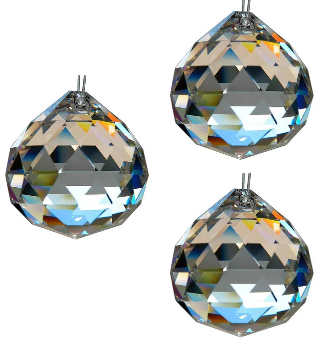 HAB & GUT Kristallkugel Glas 40mm 3er Pack Regenbogen