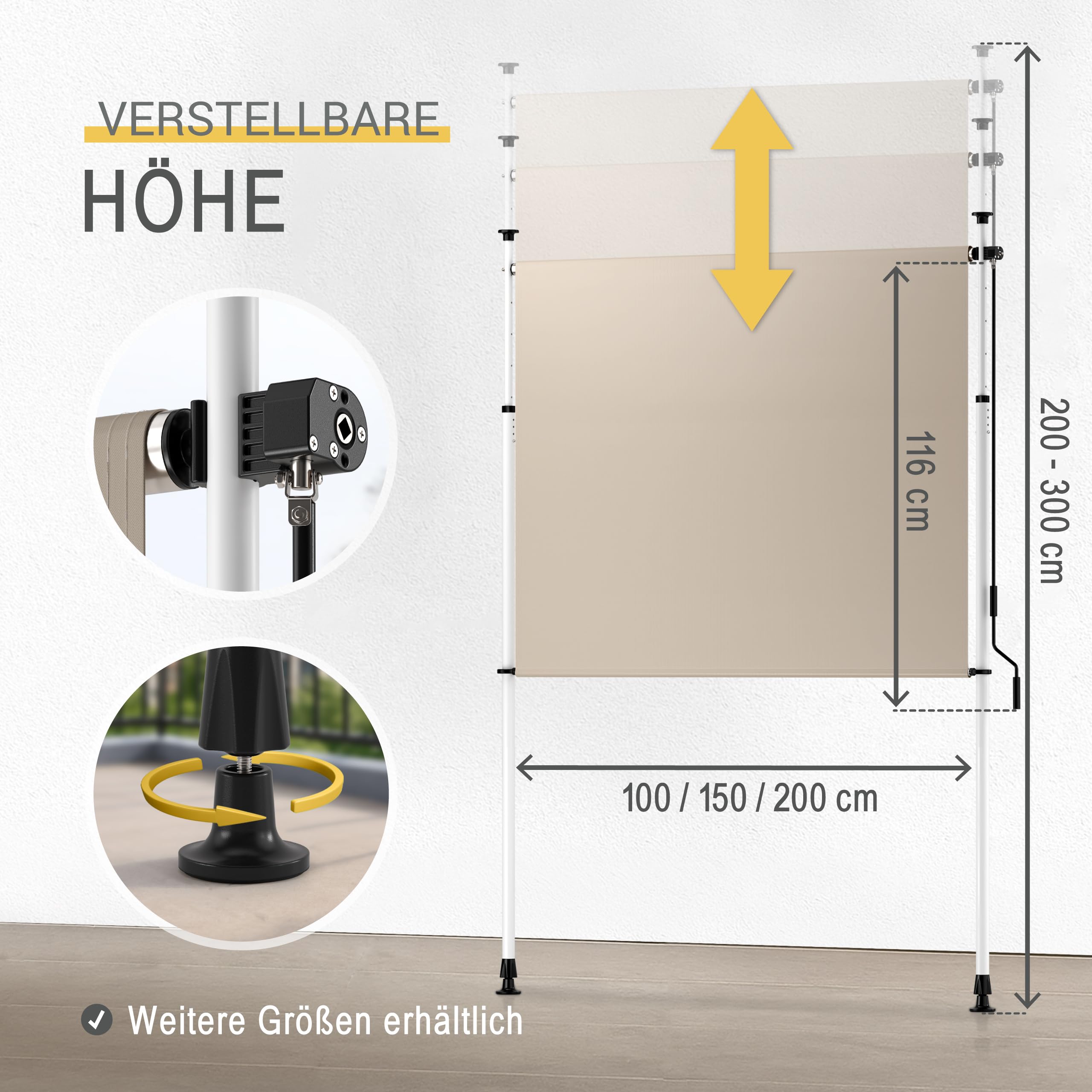 Sol Royal SolVision Klemmmarkise beige 150 cm ohne Bohren