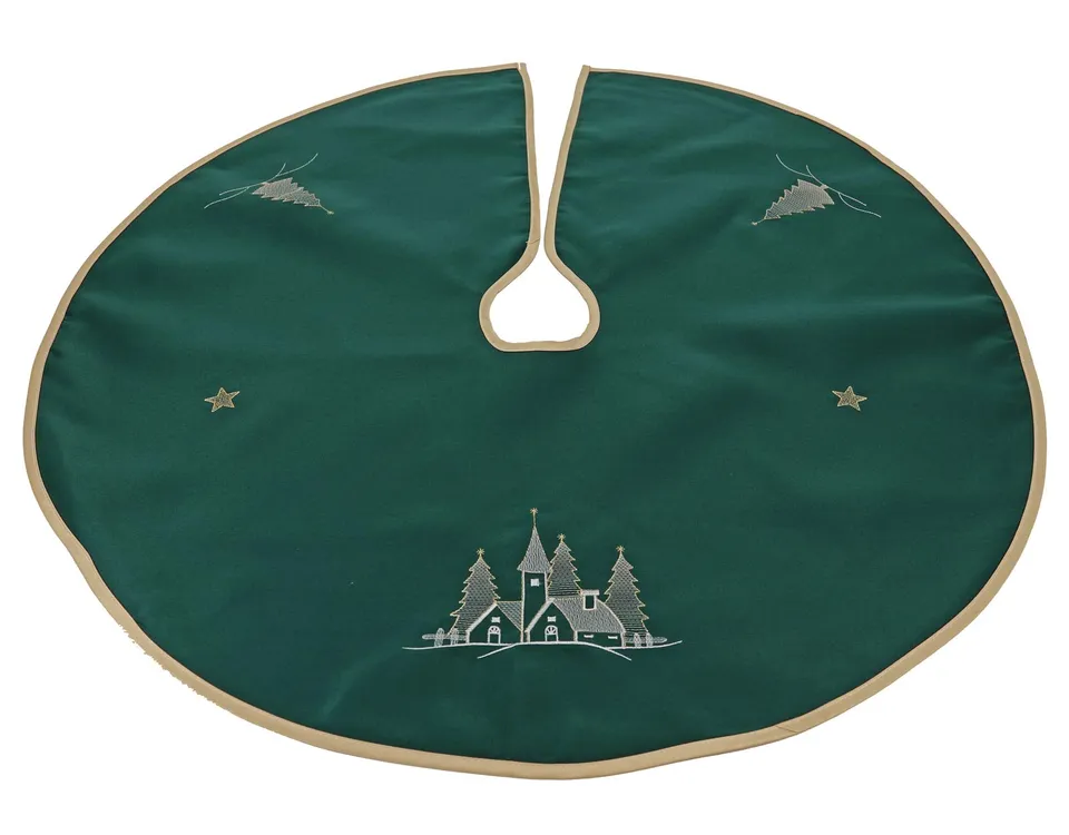 heimtexland Typ618 Christbaumdecke 90 cm Grün bestickt