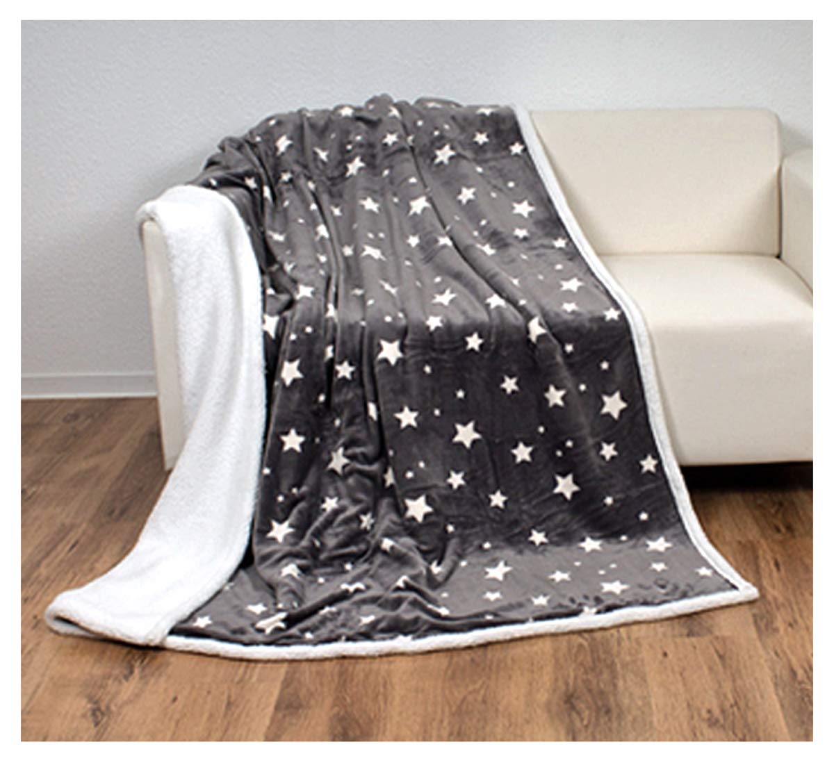 heimtexland Typ718 Kuscheldecke 200x150 cm grau Sterne