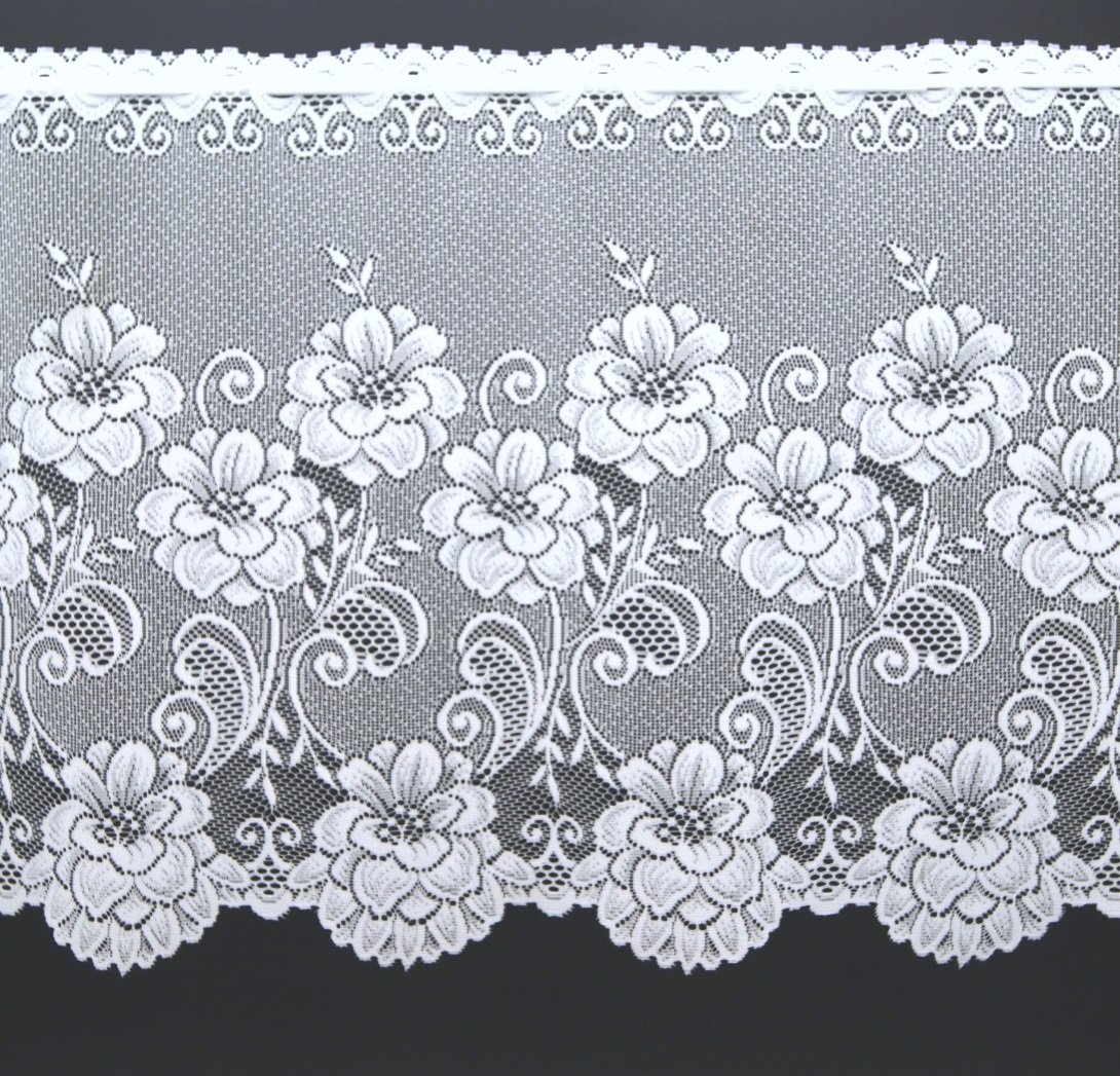 heimtexland Typ318 Scheibengardine Weiß 52x145 Jacquard