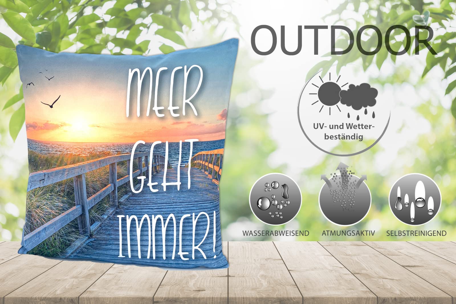 heimtexland Typ688 Outdoorkissen 45x45cm Meer geht immer