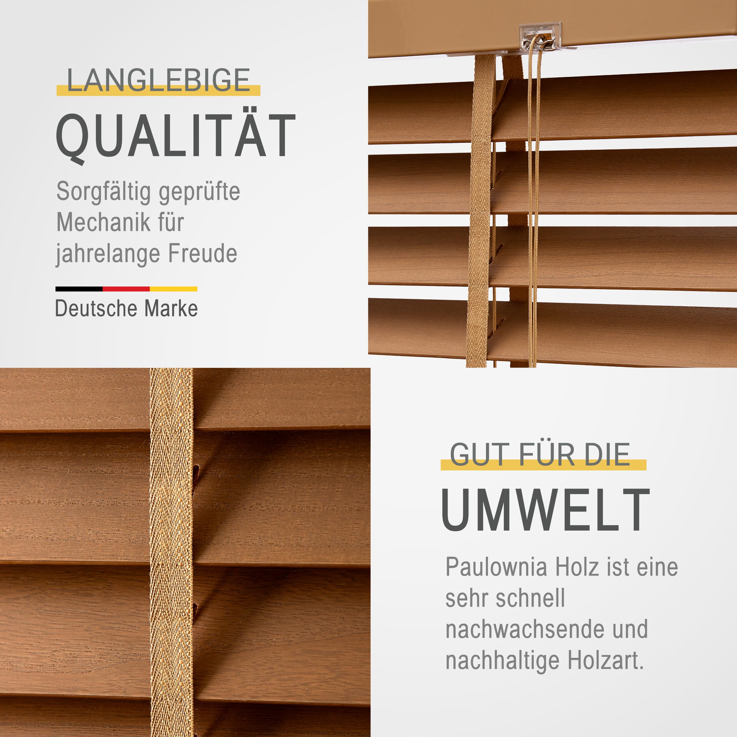 Sol Royal Holzjalousie 50mm 70x250 Echtholz blickdicht
