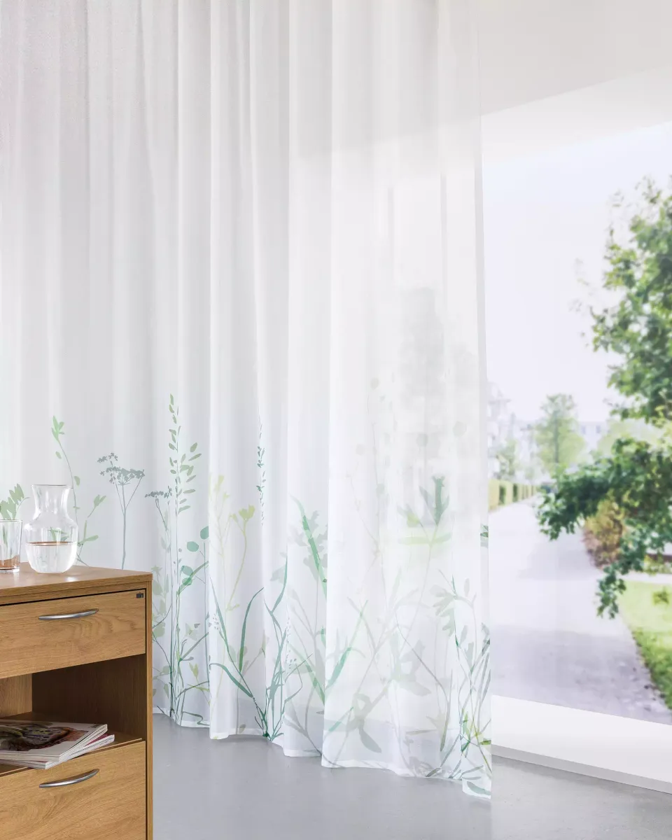 Création Baumann Avena Vorhangstoff transparent Gräsermuster