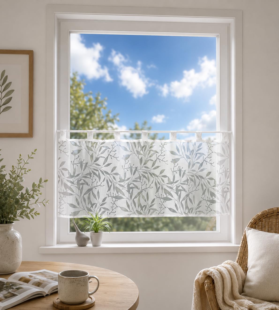 heimtexland Typ928 Scheibengardine 45x120 cm Natur Ranke