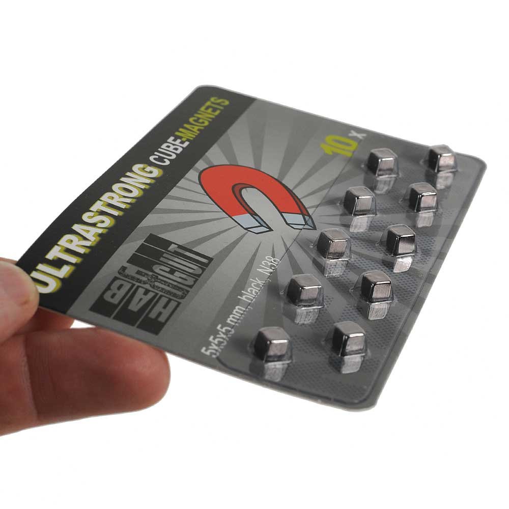 HAB&GUT MC000-CUBL Magnete 5mm Anthrazit 10er Neodym N38