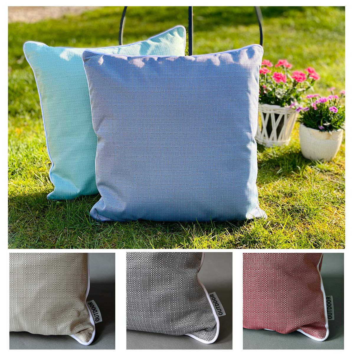 heimtexland Lotus Typ676 Outdoorkissen 45x45 dunkelgrau wasserabweisend