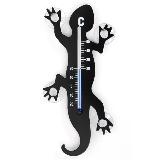 HAB&GUT Gecko Fensterthermometer Schwarz 14 cm