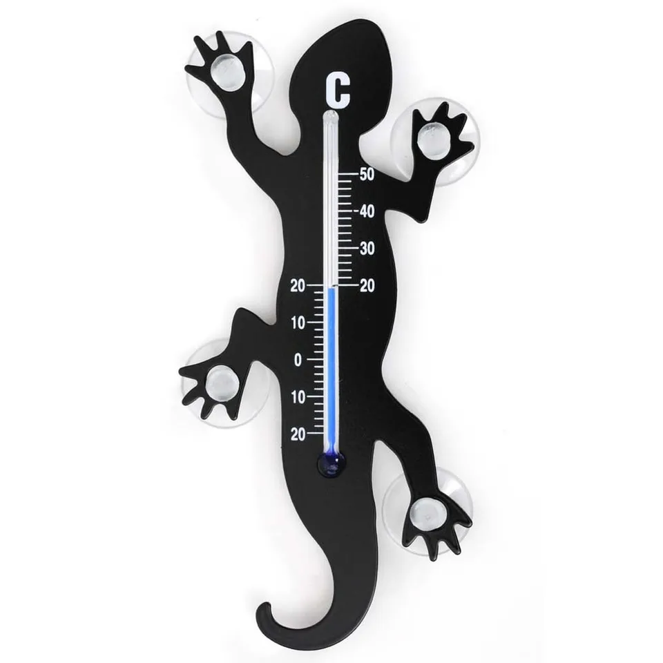 HAB&GUT Gecko Fensterthermometer Schwarz 14 cm