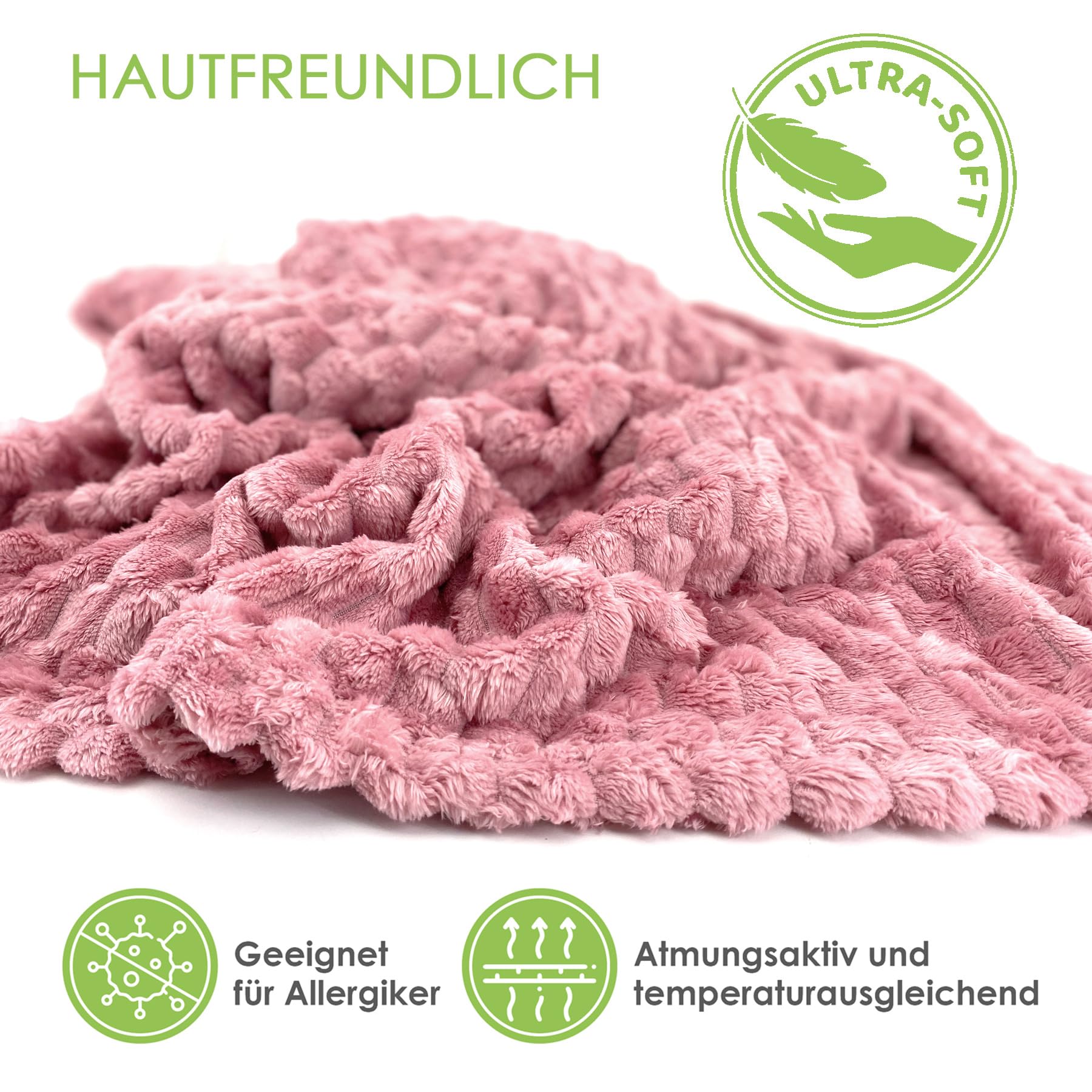 heimtexland Typ905 Kuscheldecke 150x200 Altrosa Flanell extraweich