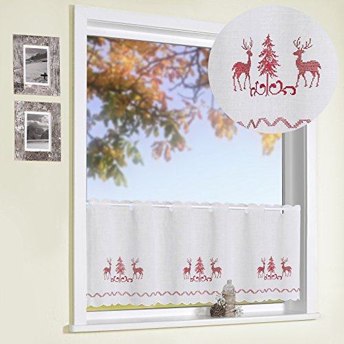 heimtexland Country Chic Typ506 Scheibengardine rot 45x155 blickdicht