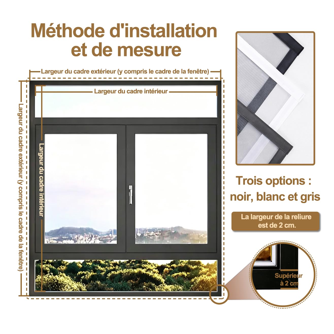 REDFIRE Fliegengitter Fenster 55x145cm Schwarz PP