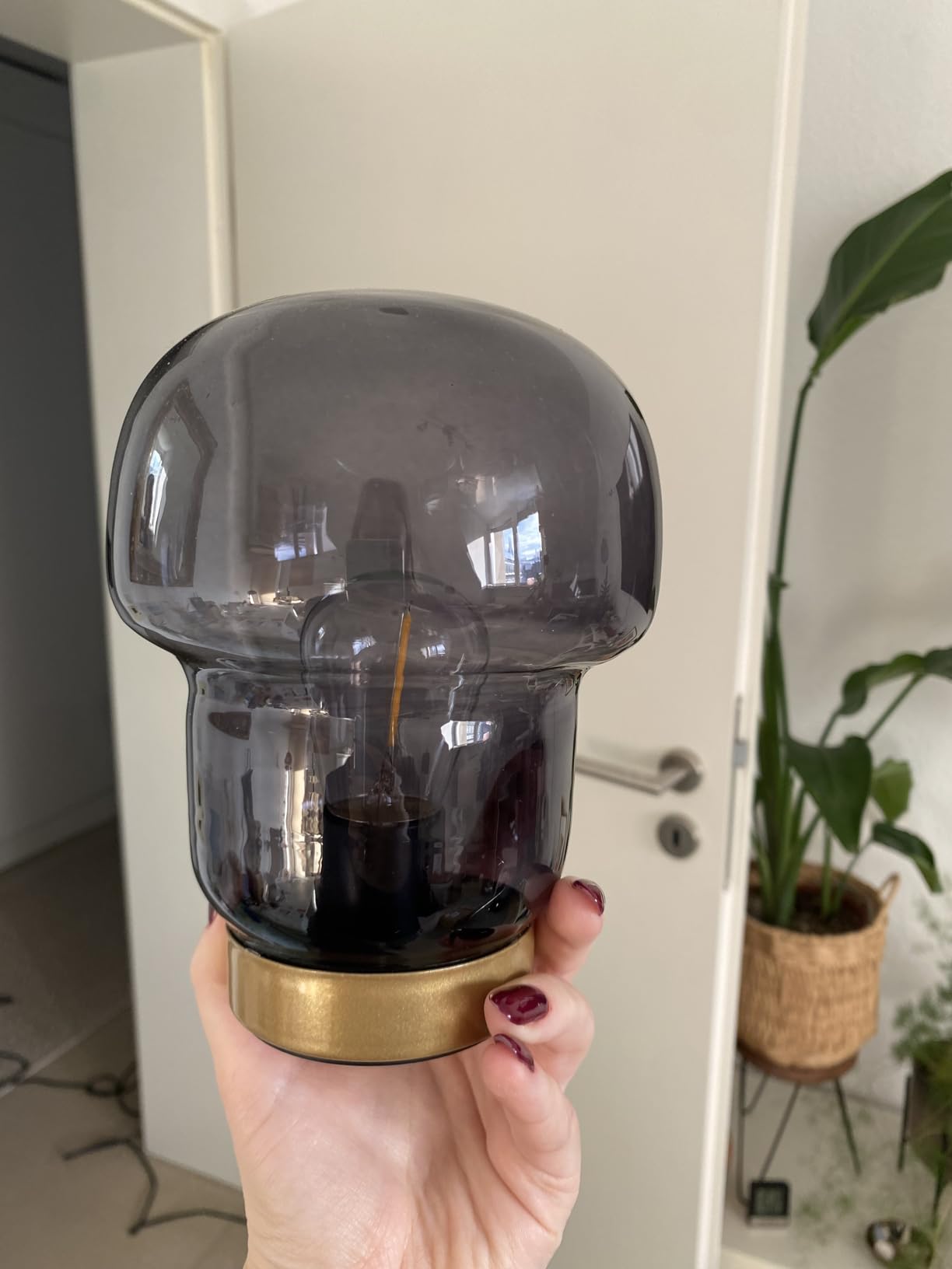 HAB&GUT LED239 Windlicht Riffelglas Rose Batterie warmweiß