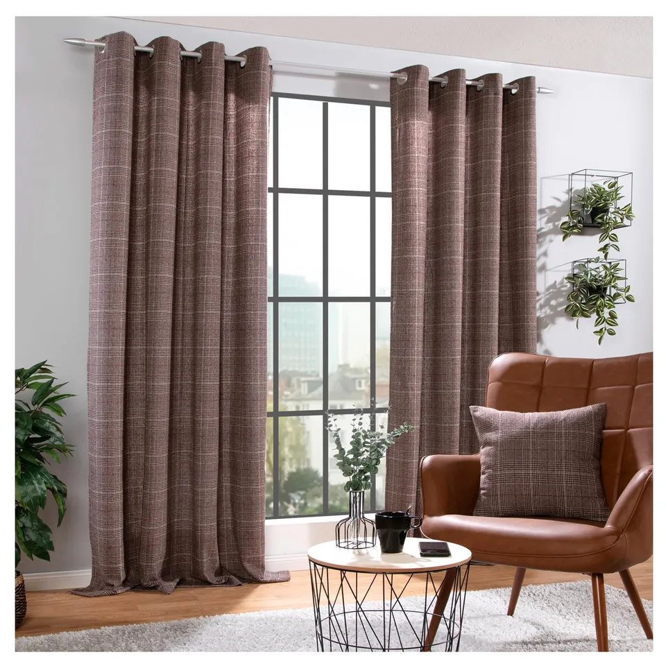 heimtexland Typ899 Ösenschal 240x135 cm braun-rot karo