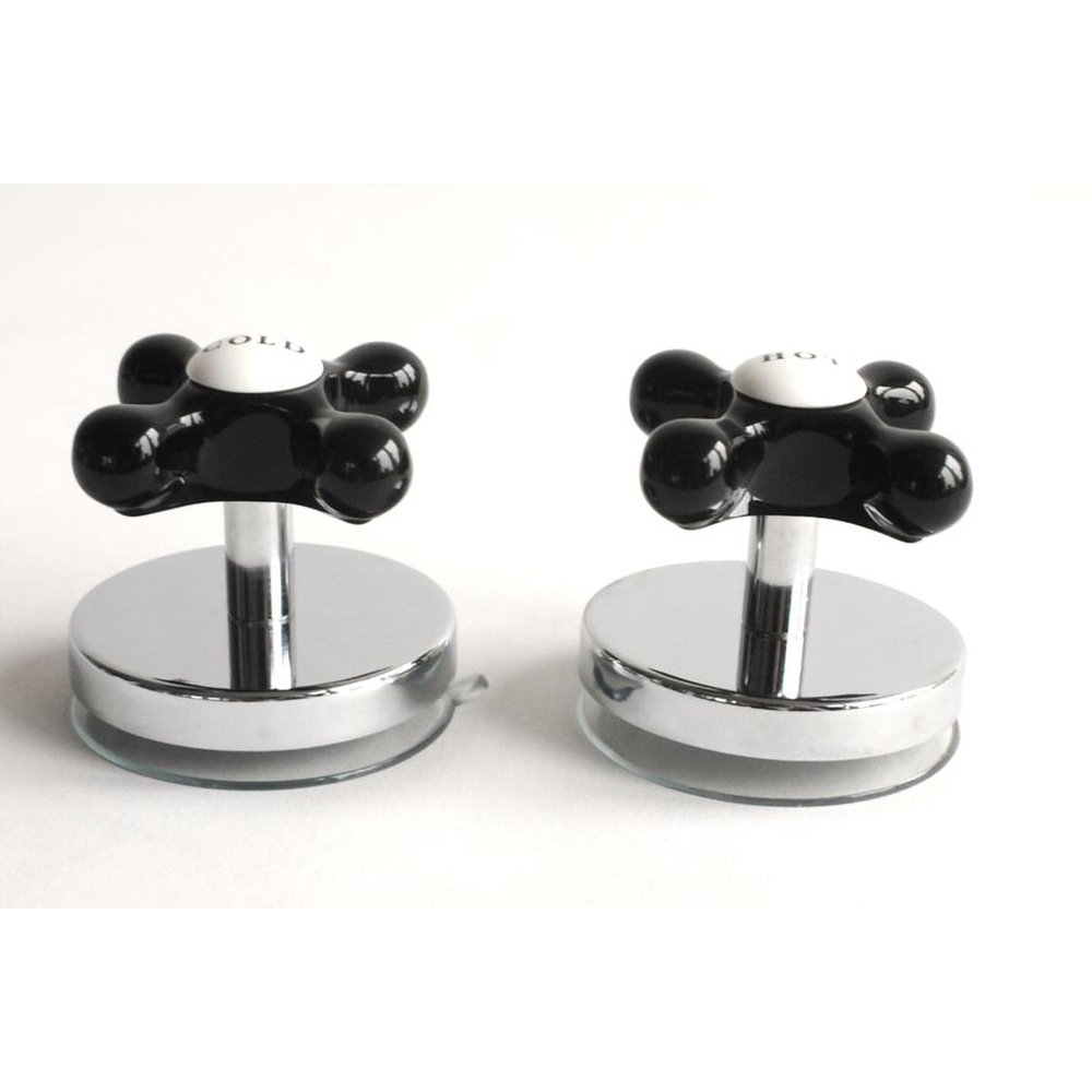 HAB & GUT ch001b Wandhaken mit Saugnapf Schwarz 2er Set Retro