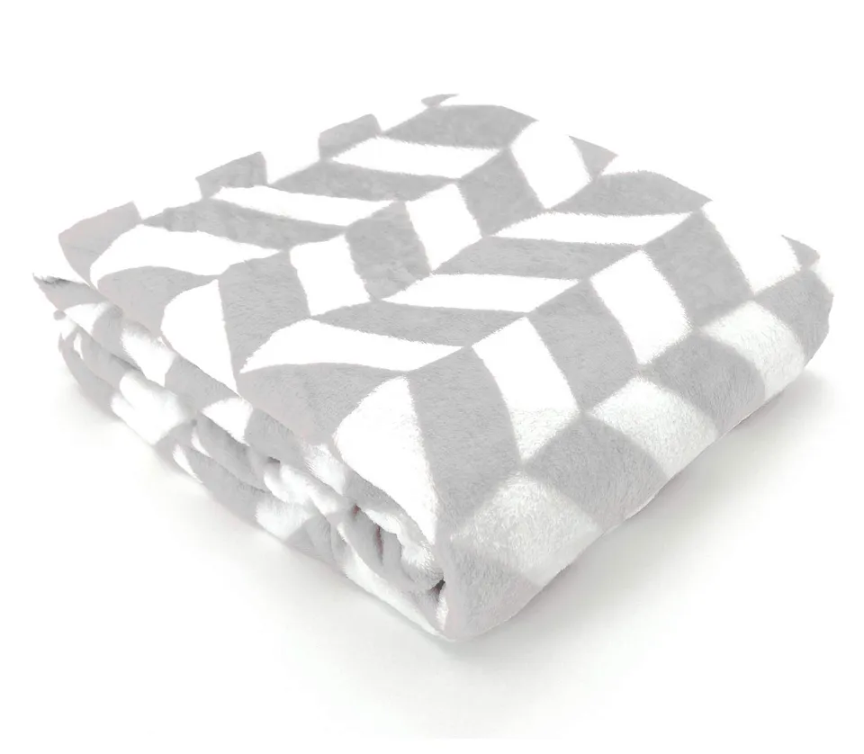 heimtexland Chevron Typ722 Kuscheldecke 200x150 silber-grau Flanell