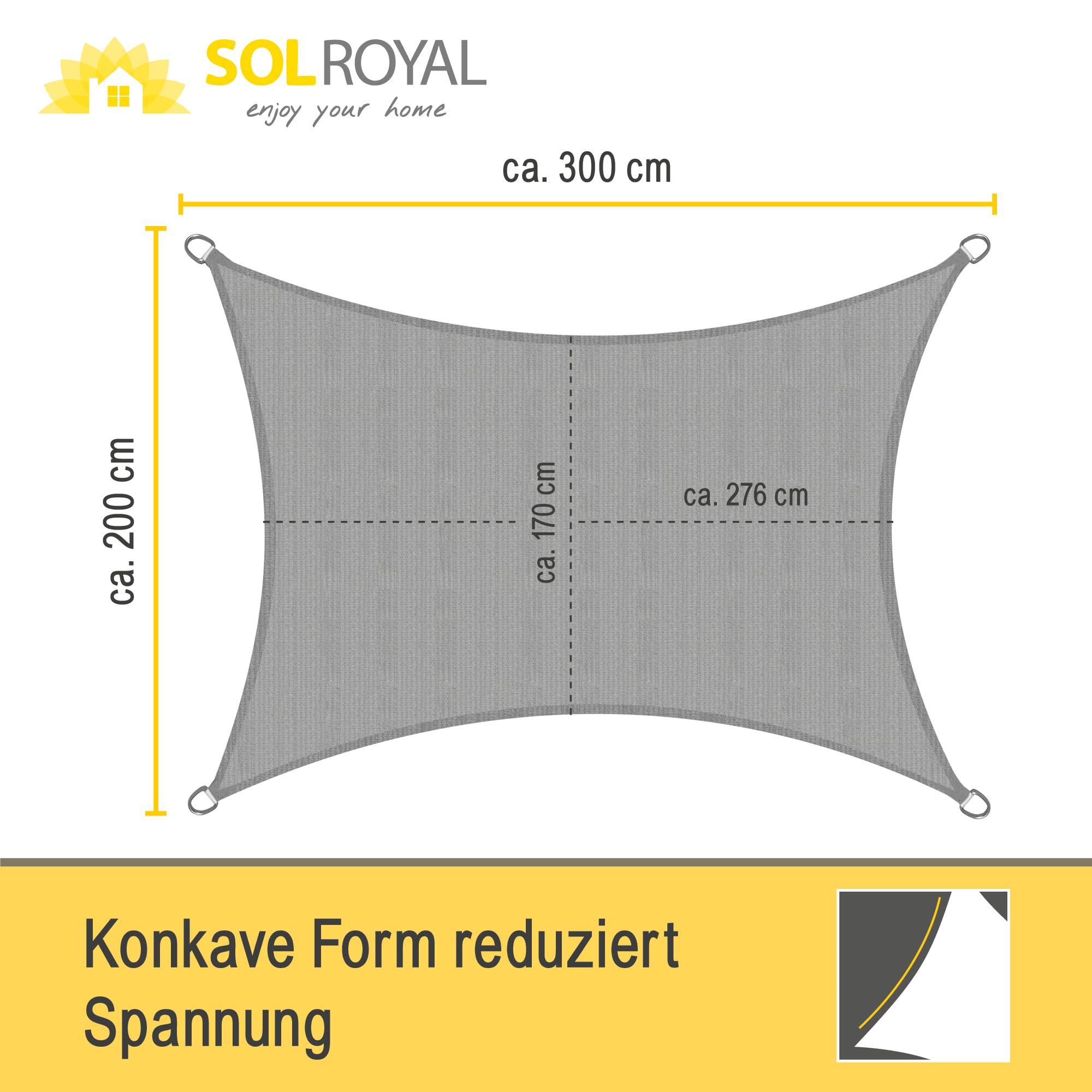 Sol Royal SolVision Sonnensegel Grau wasserdurchlässig
