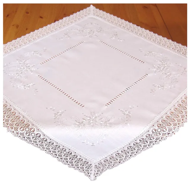 heimtexland Typ525 Mitteldecke weiß 110x110 cm Makramee-Spitze