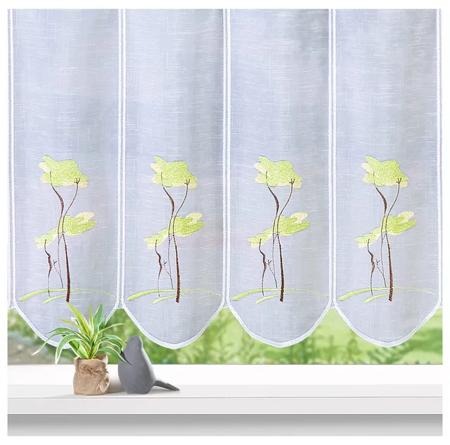 heimtexland Gingko Typ745 Scheibengardine 60x155 grün halbtransparent