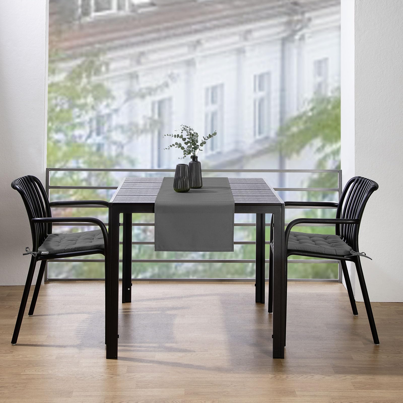 heimtexland Typ551 Stuhlkissen 40x40 cm Anthrazit 2er-Set outdoor