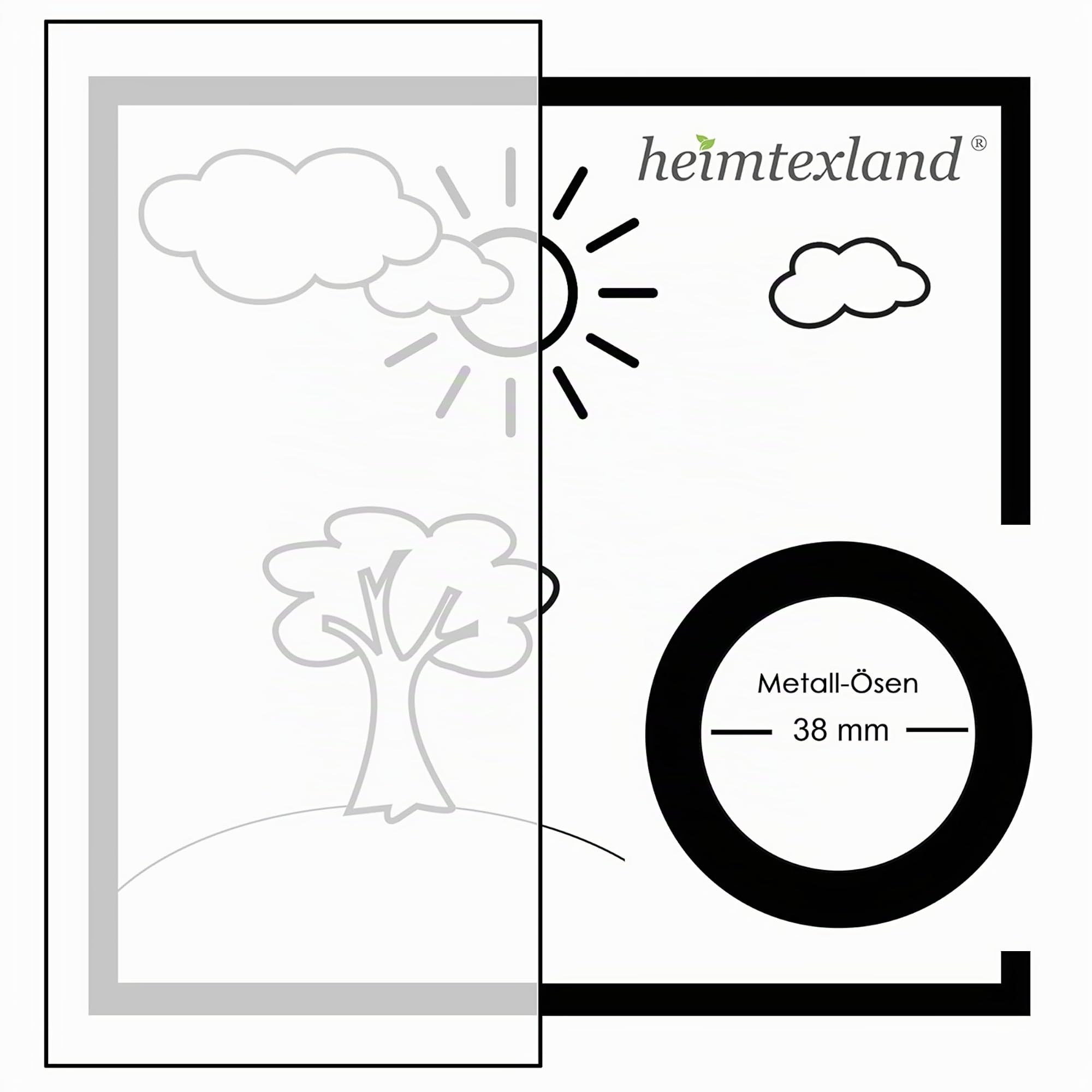 heimtexland Typ563 Ösenschal 245x135 cm weiß-grau Bär