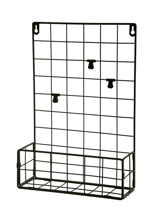 HAB & GUT CR201 Wandgitter schwarz 26x38 mit Korb und Clips