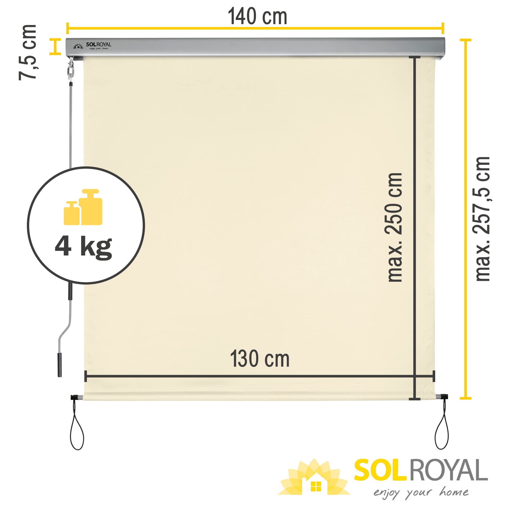 Sol Royal SolVision MS5 Senkrechtmarkise Beige 160x250 cm