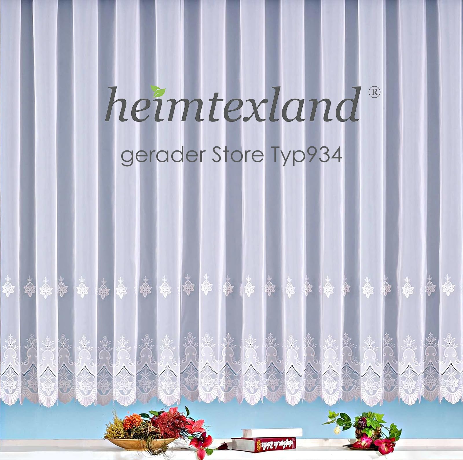 heimtexland Typ934 Gardinenstore 145x600 cm weiß Stickerei