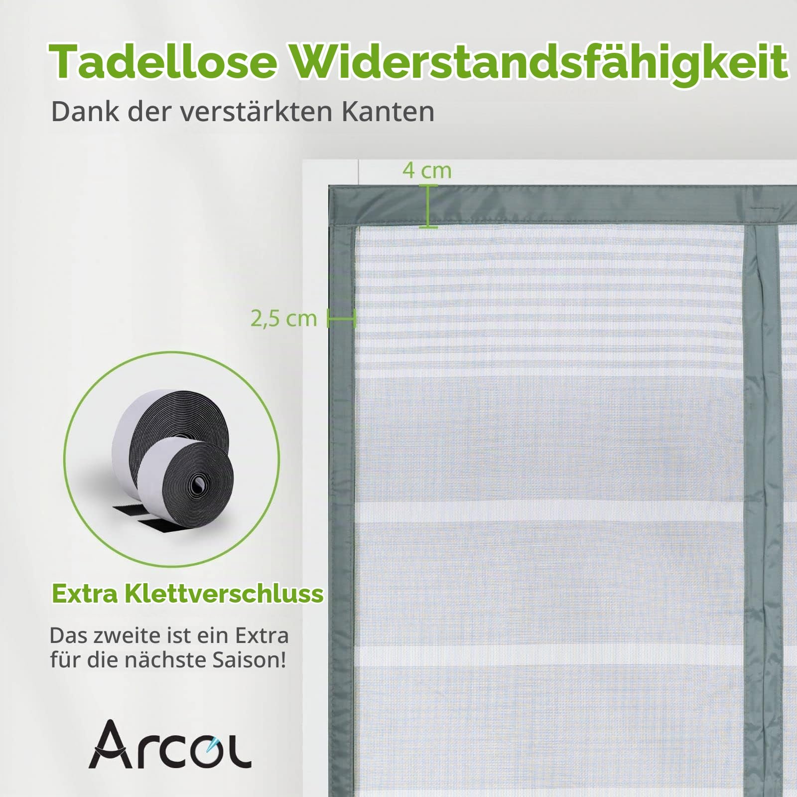ARCOL Fliegengitter Balkontür 100x220 cm Magnet Grau-Weiß