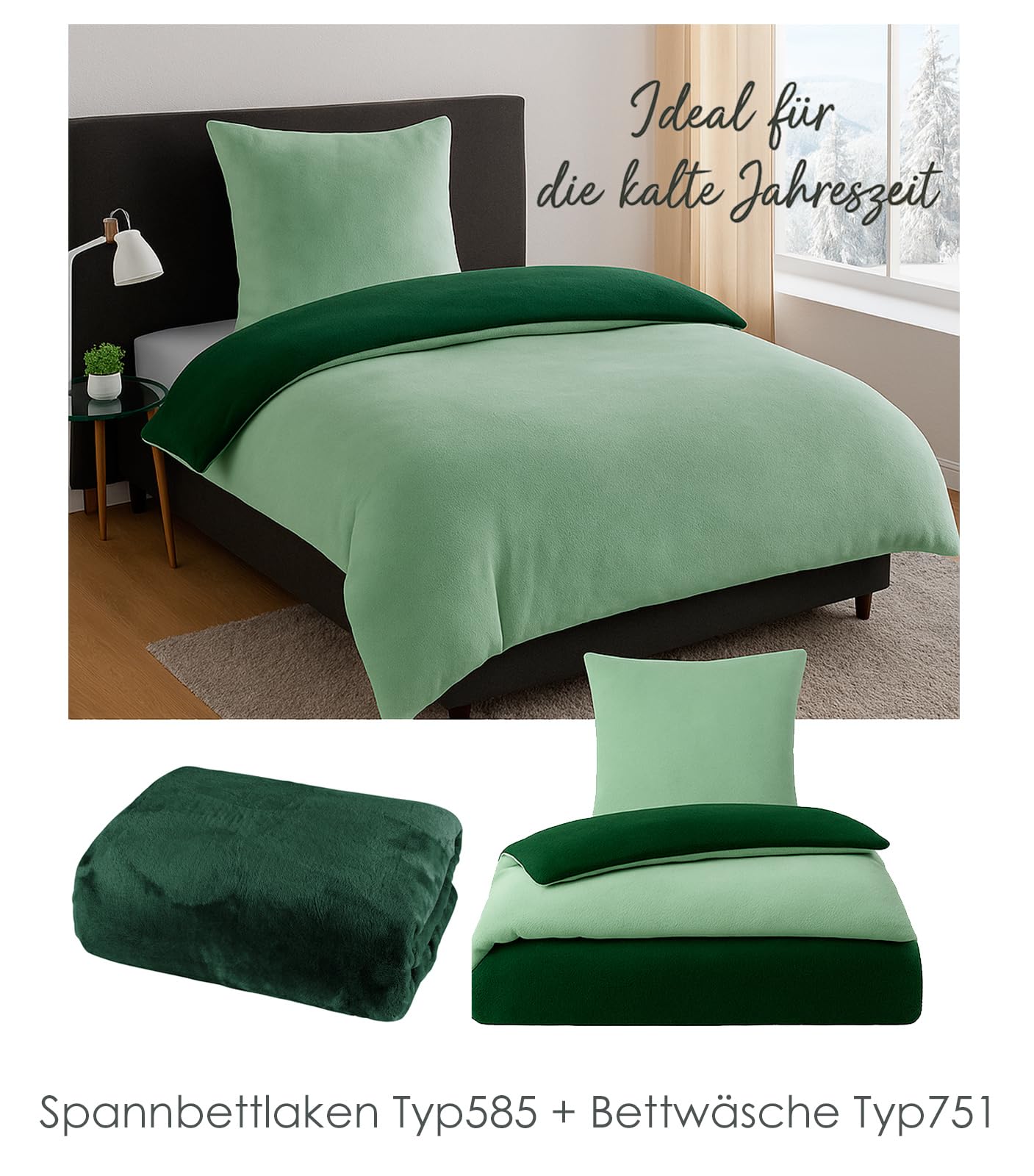 heimtexland Typ751 Teddy Bettwäsche 135x200 cm Curry Flanell