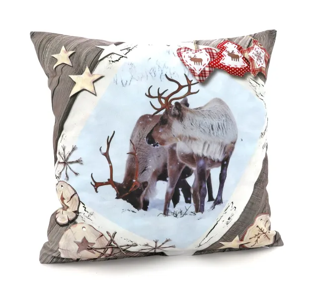 heimtexland Typ652 Kissenhülle 40x40 Rentiere mit Rahmen Velour
