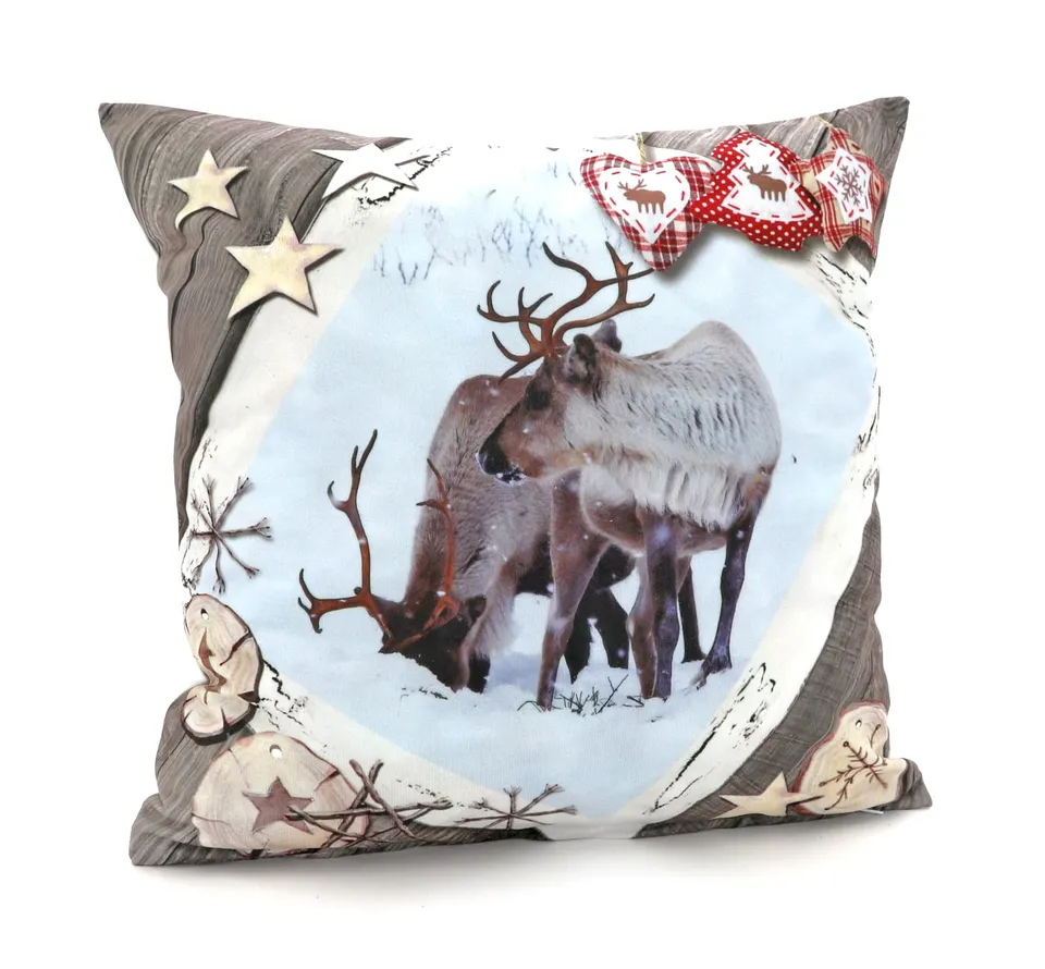 heimtexland Typ652 Kissenhülle 40x40 Rentiere mit Rahmen Velour
