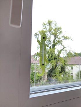 HAB&GUT Gecko Fensterthermometer Schwarz 14 cm