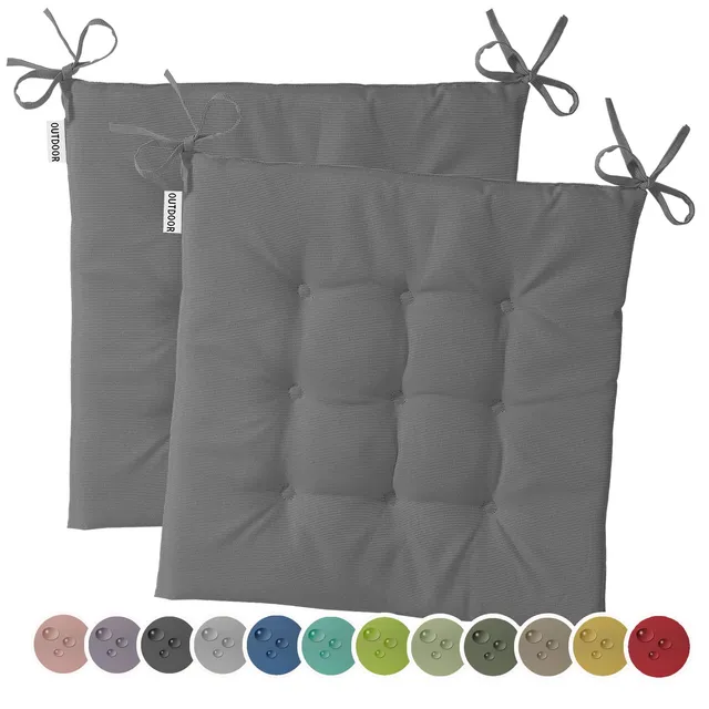 heimtexland Typ551 Stuhlkissen 40x40 cm Anthrazit 2er-Set outdoor