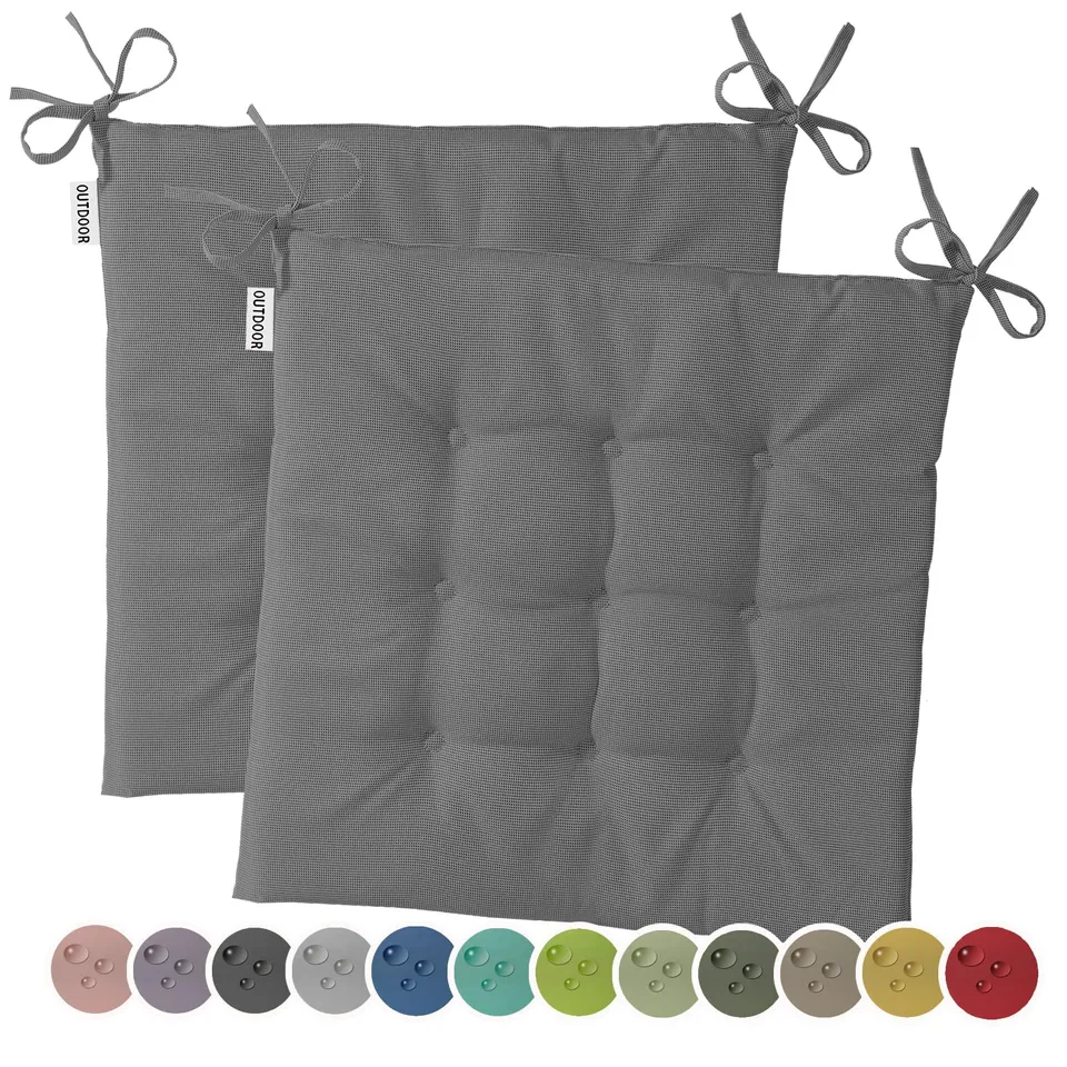 heimtexland Typ551 Stuhlkissen 40x40 cm Anthrazit 2er-Set outdoor