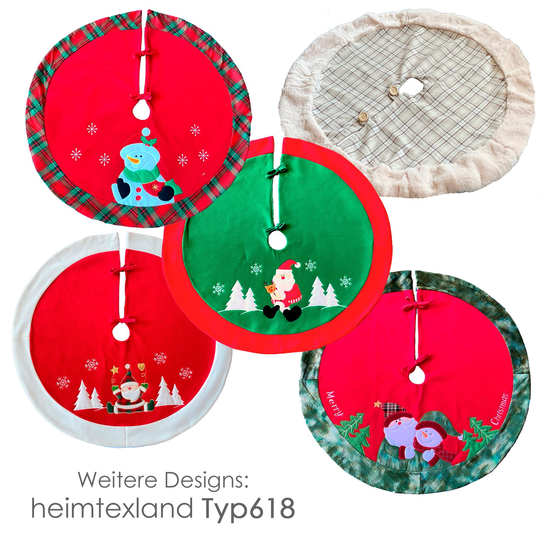 heimtexland Typ618 Christbaumdecke 90 cm Grün bestickt