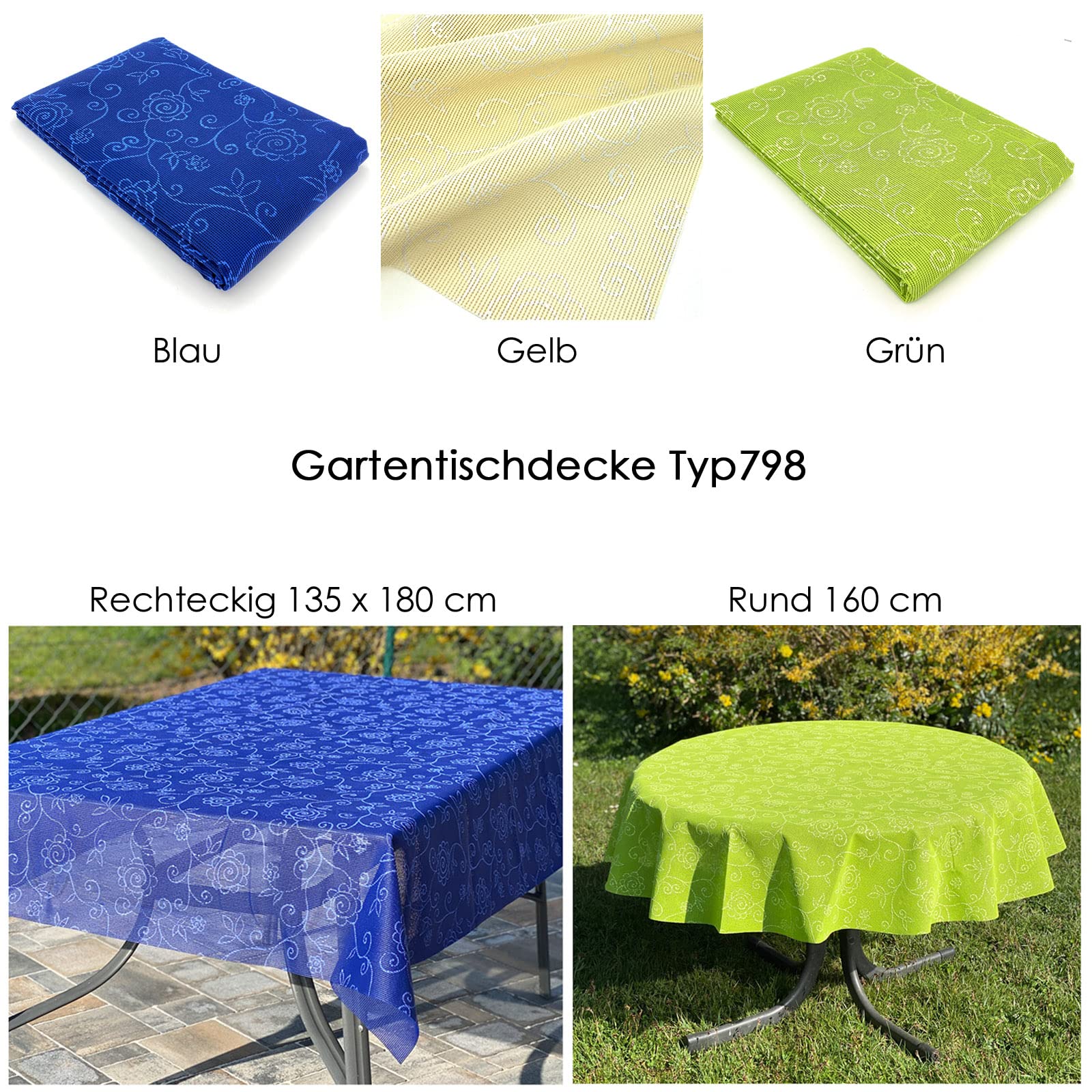 heimtexland Typ798 Gartentischdecke blau 160 rund wetterfest