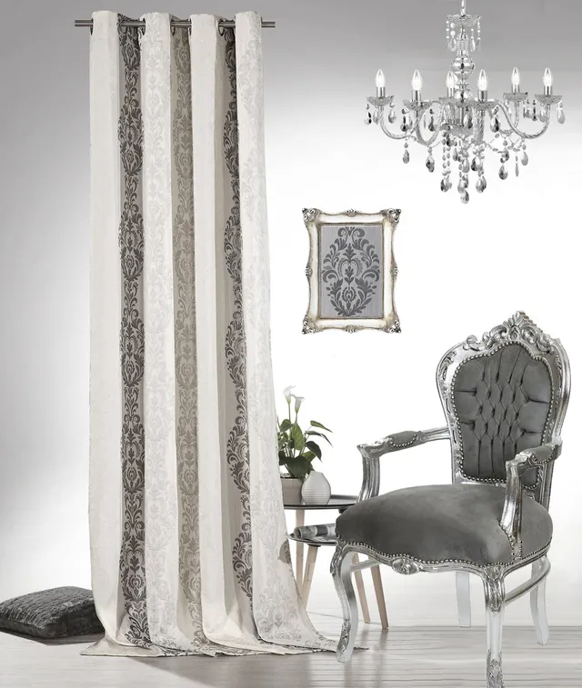 heimtexland Typ564 Ösenschal 245x140 Natur Silber blickdicht