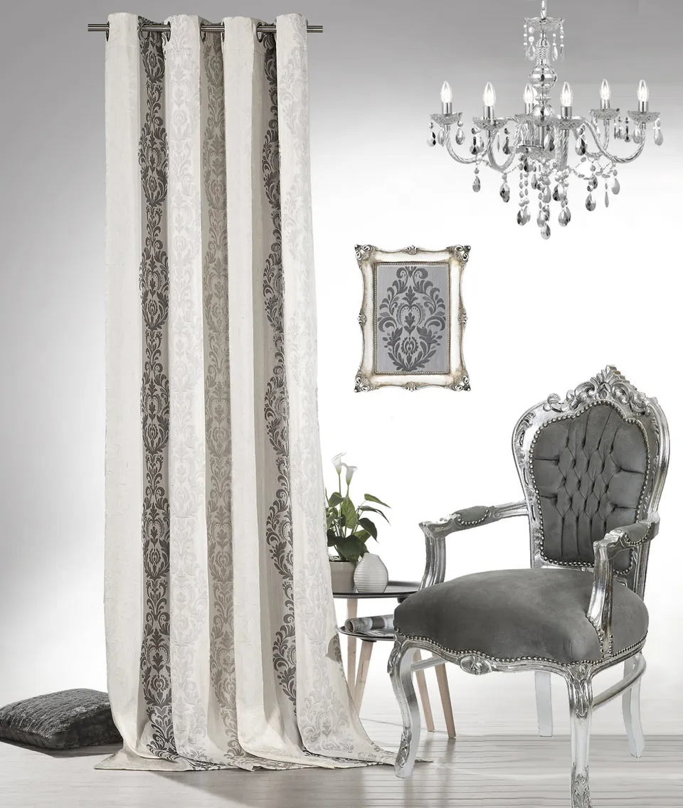 heimtexland Typ564 Ösenschal 245x140 Natur Silber blickdicht