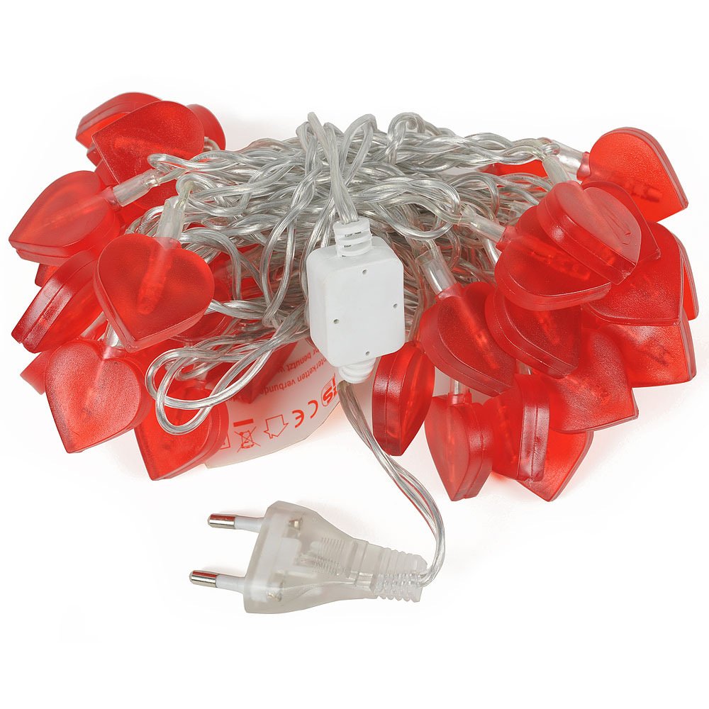 HAB & GUT L006-R Lichterkette Herzen Rot 5 m