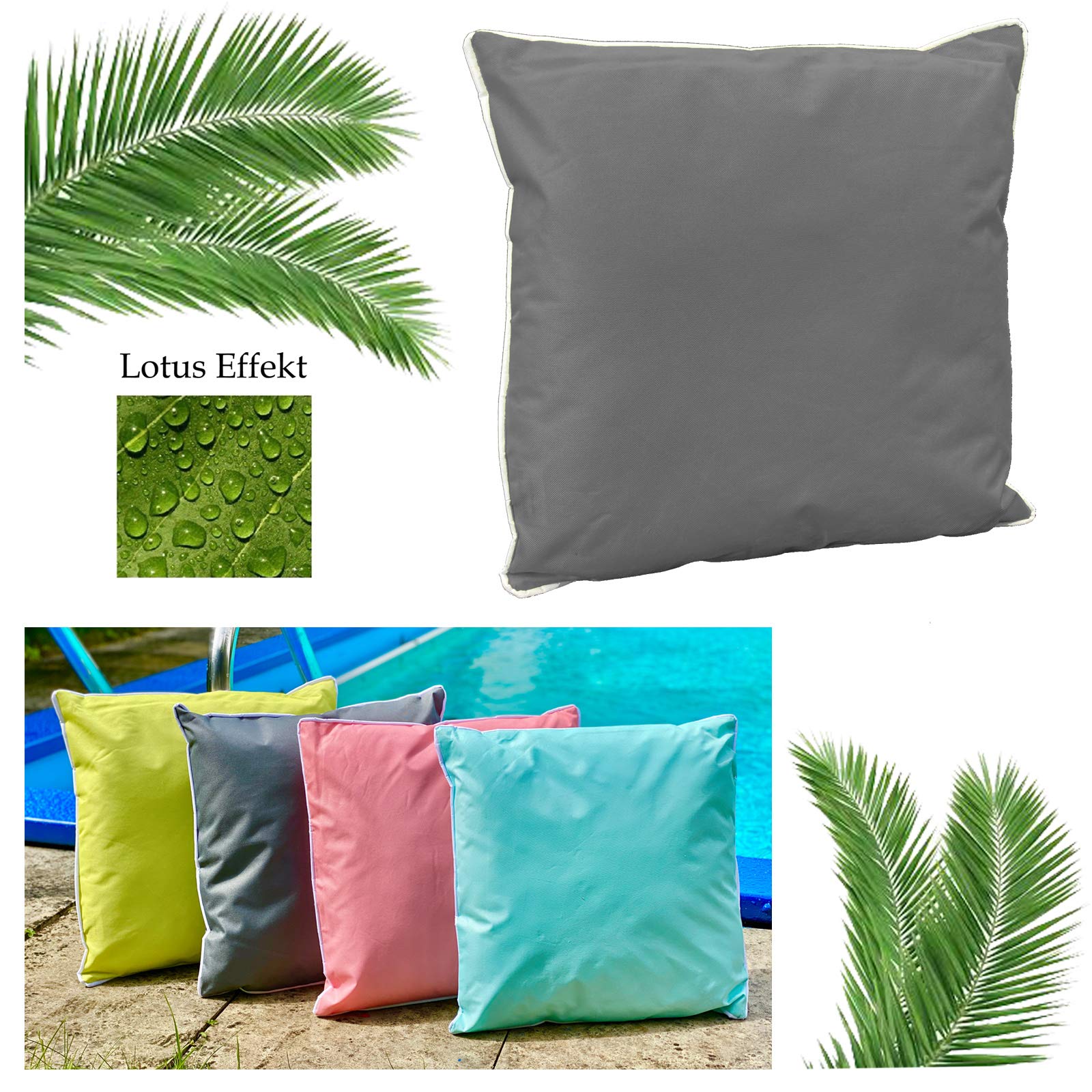 heimtexland Typ687 Outdoorkissen 45x45 Anthrazit wasserabweisend