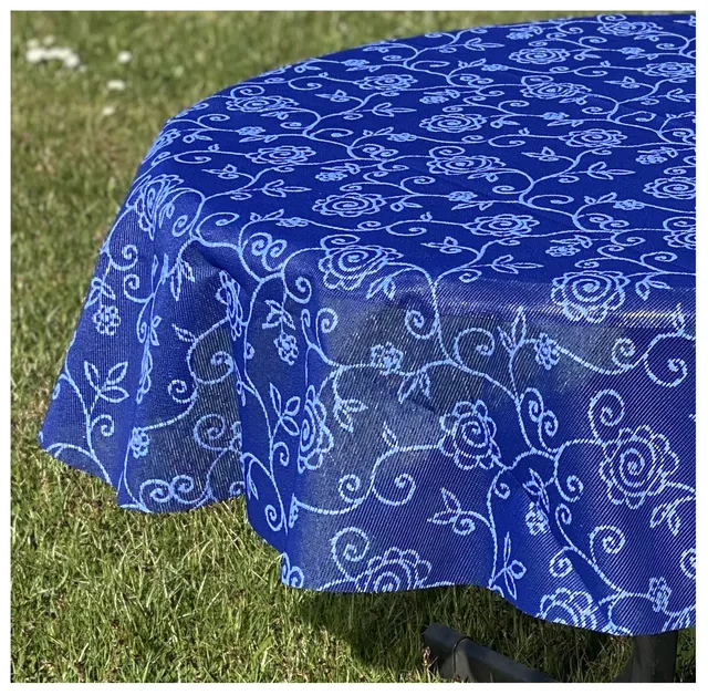 heimtexland Typ798 Gartentischdecke blau 160 rund wetterfest