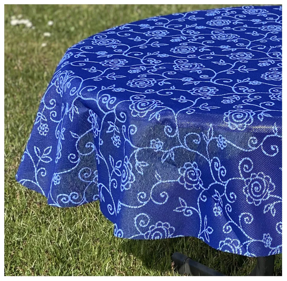 heimtexland Typ798 Gartentischdecke blau 160 rund wetterfest